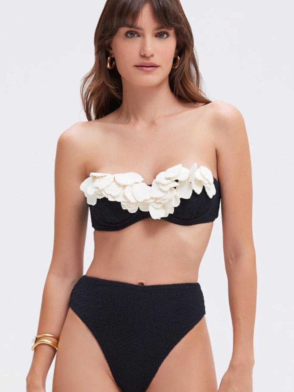PatBO Breeze Jacquard Flower Applique Bikini Top and Bottom US Small